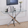 120cm Glass Console Table with Clear Tempered Glass and Chrome Cross Legs UK
