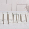 Clear Square Nest of 3 Tables Glass Nested Side End Tables Set Modern Home Decor