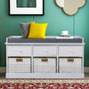 Shoe Bench 3 Drawers 3 Baskets Hallway Footware Organiser Cabinet Cushion Seat