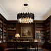 Glass Crystal Chandelier Black Flush Mount Ceiling Light Fixture for Dining Room