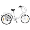 24" Adult Tricycle 6-Speed White 3 Wheel Bicycle Cruise Trike with Basket + Lamp