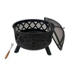 Neo Black Outdoor Heater Fire Pit Bowl Garden Patio Grate Lid Poker BBQ