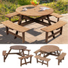 Outdoor Wooden Picnic Table Bench Furniture Set Garden Patio Pub Chair 6 8 Seats
