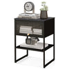 Set of 2 Nightstand 3-Tier Side Table Modern Beside End Table with Flip up Door