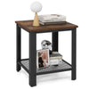Costway 2-Tier End Table Square Sofa Side Table Heavy-duty Metal Fram