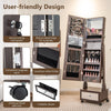 Mobile Standing Jewelry Armoire Lockable Jewelry Organizer w/ 3-Color LED Lights