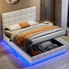 Ottoman Gas Lift Up Bed With LED 4ft6 Double Bed Faux Leather Modern Bed Frame