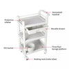 3-Tier Service Trolley with Wheels,Utility Cart for Beauty Salon w/ Drawers