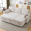 L-Shaped Sofa Bed 3 Seater Couch Pull Out Sectional Couch Bed Corner Sofa Beige