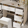 Makeup Dressing Table w/ 7 Drawers & Dimmable LED Lights Mirror Vanity Stool Set