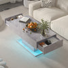 High gloss Coffee Table with RGB LED Lights Living Room Cocktail Sofa Table Grey