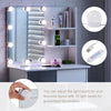 White LED Dressing Table Makeup Vanity with Mirror Drawers & Stool Modern