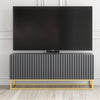 TV Unit I 100cm Cabinet I White Fluted Doors I Gold Metal Base I Modern