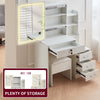Dressing Table w/ LED Mirror and Drawers Shelves Vanity Make up Desk for Bedroom