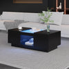 LED Coffee Table With Storage 2 Drawers Living Room Furniture High Gloss Black