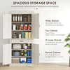 Freestanding Kitchen Cupboard, Tall Storage Cabinet w/ Drawer and Shelves, White