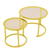 2PCS Round Metal Glass Coffee Table Nesting Sofa Side End Tables Accent Tables