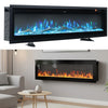 50" Electric LED Fireplace Wall Mounted Standing FREE FEET Inset Heater Crystal