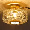 Rattan Chandeliers Ceiling Light Boho Lamp Wooden Lampshade Living Room Bedroom