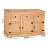 Corona 3 Door 3 Drawer Sideboard – Solid Pine Rustic Waxed Wood Cabinet Unit