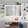 Modern Bathroom Mirror Cabinet With LED Lights 5 Shelves Anti-Fog Touch Switch