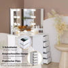 Corner Dressing Table with LED Lights Vanity Makeup Desk with Mirror & 5 Drawers