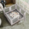 Indoor Tempered Glass Dog Playpen Pet Whelping Pen Box Protective Ledge Inside