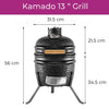 Neo Kamado 13" Ceramic Mini BBQ Grill Smoker Egg Charcoal Cooking Portable Oven
