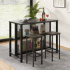 3-Tier Bar Table Breakfast Dining Table Kitchen Island Table with Open Shelves