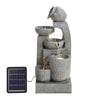 Garden Water Feature Solar Power Outdoor Tiered Pot Cascading Fountain Landscape