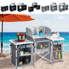 Folding Camping Kitchen Portable Windshield Cooking Table Picnic Storage Cabinet