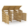 2.35m Triple Wooden Wheelie Bin Store Garden Shed Dustbin Storage w/Curved Cover