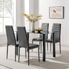 Dining Table Set 4 Faux Leather High Back Chairs Glass High Gloss Table 120cm