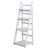 4 Tier Ladder Shelf Storage Shelving Unit Wooden Bookcase Plant Display Stand