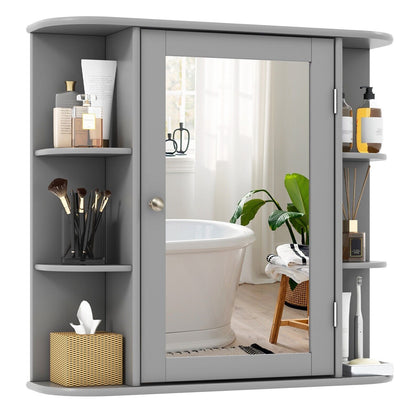 3 Tier Mirrored Bathroom Cabinet Wall Mount Storage Cupboard W/ Display Shelves