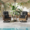 3 Pcs Patio Rattan Bistro Set 360° Swivel Outdoor Rocking Chairs-Black