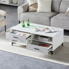 White High Gloss Coffee Table 4 Drawers Rectangular Living Room Modern