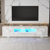 200cm All High Gloss White TV Stand Cabinet Unit Storage with RGB LED Cupboard