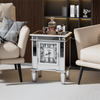 Stunning Mirrored End Table Bedside Desk Slim Storage Cabinet with Clock Display