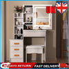 Dressing Table With Led Lights Sliding Mirror 4 Drawers Vanity Table Makeup Desk