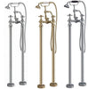 Traditional Freestanding Bath Shower Mixer Tap Brushed Brass-Chrome