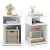 S-Shaped Side Table Modern Sofa End Table Nightstand with 2 Open Compartments