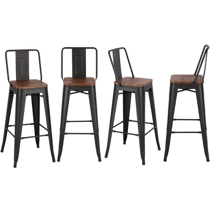2/4x Industrial Bar Stools Vintage Tall Chair Rustic Metal Breakfast Dining Seat
