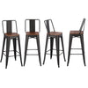 2/4x Industrial Bar Stools Vintage Tall Chair Rustic Metal Breakfast Dining Seat