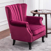 Velvet Chair Sofa Armchair High Wing Back Tub Scalloped Rivet Padded Seat Lounge