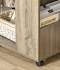 C Shaped Side End Table Rolling Bedside Table Coffee Table with Storage Shelves