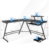 L-Shaped Computer Desk Home Office Corner Workstation w/ Movable Host Stand