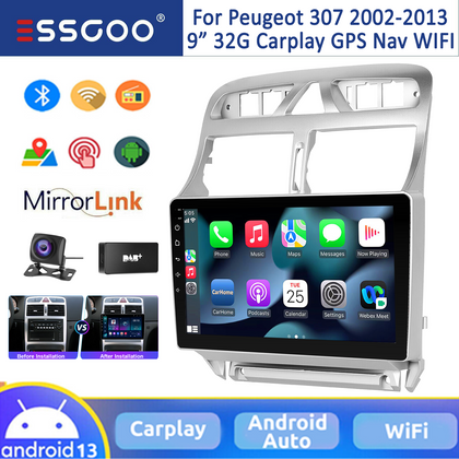 Android 13 32G DAB+ For Peugeot 307 2002-2013 Car Stereo AHD Carplay Mirror Link