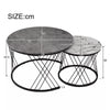 Set of 2 Marble Pattern Top Nesting Coffee Table Side End Table for Living Room