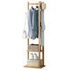 155cm Tall Bamboo Garment Rack Coat Hat Stand with 2 Shelf 3 Hooks Hanger Closet